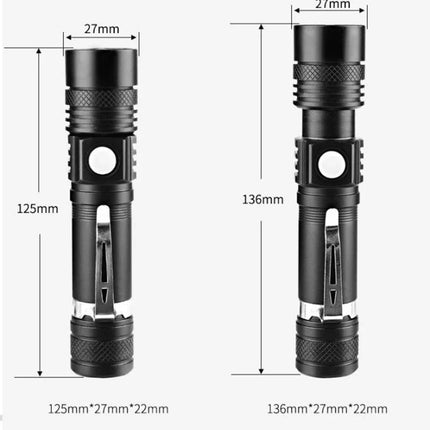 Ultra Bright LED Flashlight Rechargeable Aluminum Alloy Lamp with Clip Portable T6 Tactical Torch Outdoor Camping Hiking Cycling