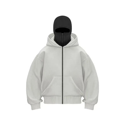 2025 Autumn/Winter Men's Zipper Double Hoodie Casual Sports Shirt with Hooded Mask Design Sports Jacket Top Outdoor Activities