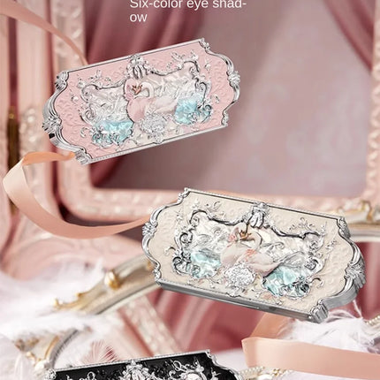 Flower Knows black Swan Ballet Eyeshadow Palette Matte Fine Shimmer Pearl Face Palette 6 Colour Glitter Eye Shadow