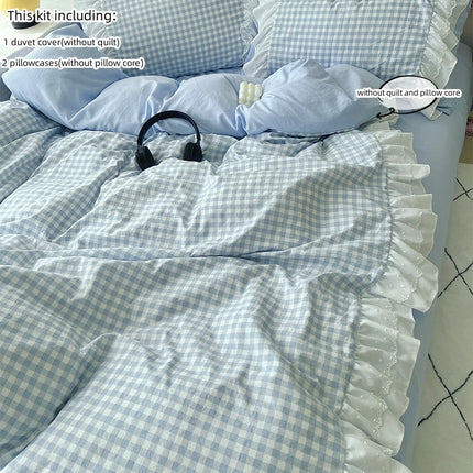 3 Piece Sheet Set  pink plaid duvet cover Set ， comfortable Bedding Set Bedspread for All Season