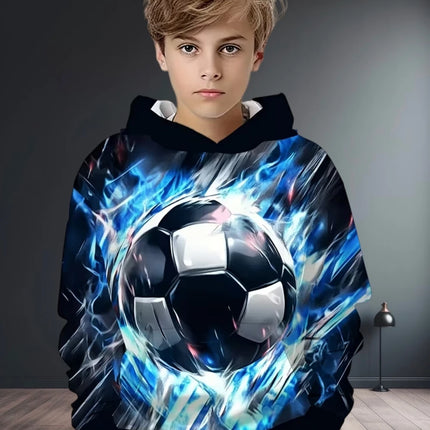 Kids Clothes Boys Hoodies Long Sleeve 3D Football Print Children Spring Fall Clothes Casual Outdoor Active Boys Clothing Tops