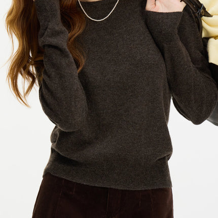 FSLE 100% Wool Seamless One-piece Knit Shirt Sweater For Women Autumn Winter New Design Wool Crew Neck Versatile Casual Sweater