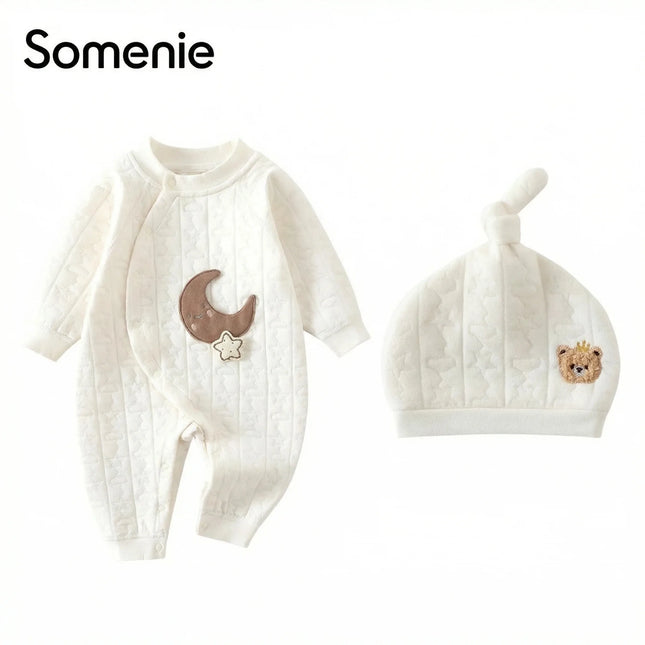 Somenie 2026 new Baby Jumpsuit Clothes Winter Thickening 100% Cotton  Boys Girls Bear Romper Infant Onesie Spring Trend