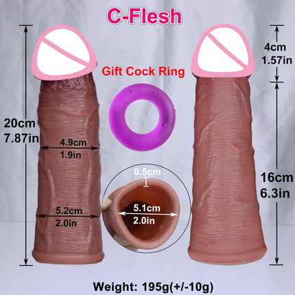Man Delayed Ejaculation Extend Cock Soft Realistic Enlarger Penis Sleeve Condom Sex Toy Dildo Safety Silicone Change Dick Color
