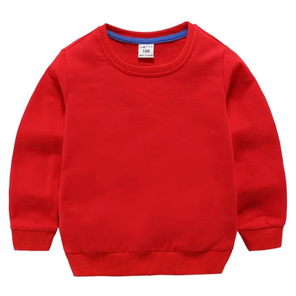 Autumn Solid Color Clothes 2-10Years Children's Hoodies Sweatshirts Girl Kids White Tshirt Cotton Pullover Tops for Baby Boys