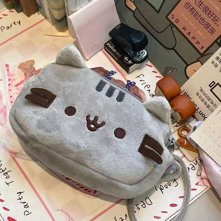 Kawaii Pusheen Pencil Case Cartoon Fat Cat Large Capacity Student Stationery Bag Cosmetic Pouch Travel Storage Bag Gifts