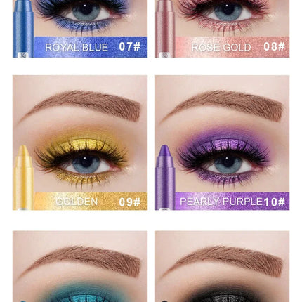12Colors Glitter Eyeshadow Pen Long Lasting Matte Eye Shadow Palette Shiny Highlighter Silver Purple Eyeliner Pencil Cosmetics