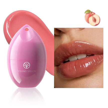 Fruit Flavored Lip Mask Egg Cherry Strawberry Blueberry Peach, Hydrating Reduces Lip Lines Lip Care, Portable Puff Ball Keychain