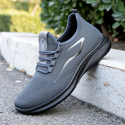 Breathable Lightweight Men's Knit Sneakers Slip Resistant Training Shoes for Running Basketball Black White Sports Shoes PU Sole