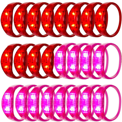 12-240Pcs LED Glow Bracelets Sound Activated Light Up Bracelets for Adults & Kids with Flashing LED Strobe for Night Events