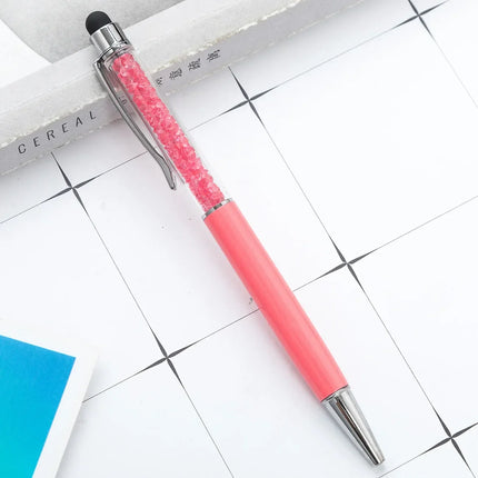 50pcs/Lot Crystal Metal Ballpoint Pen Fashion Creative Stylus Touch for Writing Stationery Office School Gift Free Custom Logo