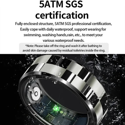Smart Ring Luxury Fashion Finger Ring Men 5ATM Waterproof Support Swimming Health Tracker Heart Rate Blood Oxygen Monitoring New