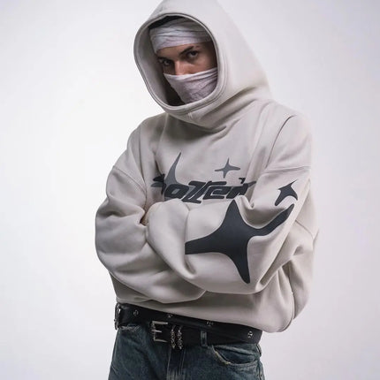 Retro Gothic Men Hoodie New American High Street TrendY2k Harajuku Men Loose and Casual Sweatshirt