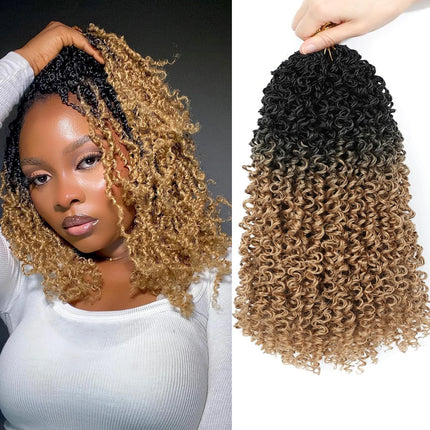7 Packs Pre-looped Yanky Twist Crochet Braids Hair Synthetic Natural Black Pre-twisted Passion Twist Boho Crochet Braid Hair