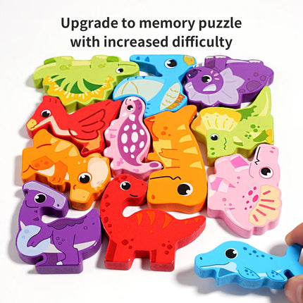 Children's Logical Thinking Wooden Puzzle Toys Cartoon Food Animals Dinosaurs Traffic Cognition Matching Educational Toys