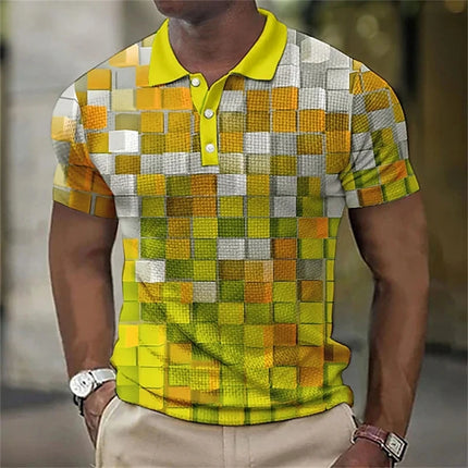 Men's Polo Shirt Colours Polo Shirt Lapel Button Up Polos Golf Shirt Graphic Prints Geometry Turndown High Quality Mens Clothes