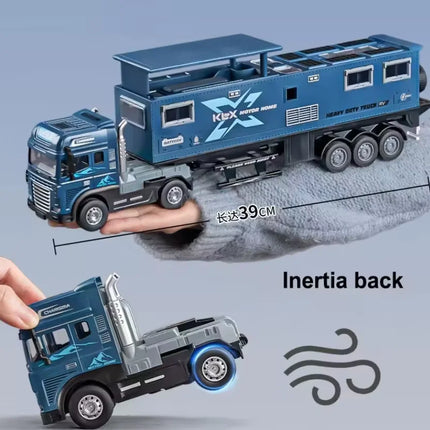Large Alloy Travel Sound and Light RV Model Simulation Sound and Light Truck Toy Off-road Container Truck Toy Children's Gift ﻿