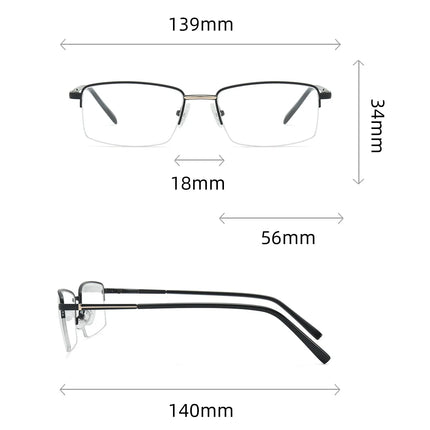 JMISUS 2025 New Arrivals Haft-rimless Prescription Glass Men Custom Rectangle Progressive Eyewear Fashion Optical Eyeglasses