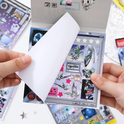 Cyberpunk-themed Die-Cut Sticker Book, 30/60 Sheets, DIY Decorative Journal, Phone Case Collage, Aesthetic Stationery Stickers