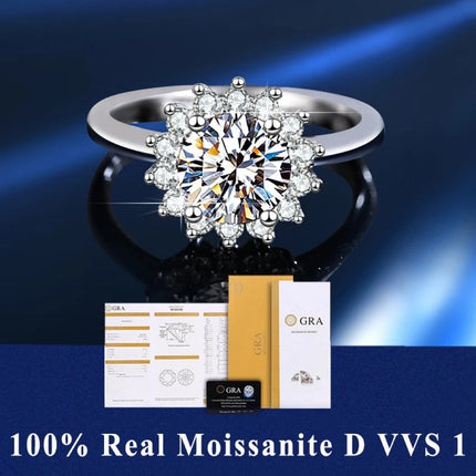 Luxury Women's S925 Silver Rings Fashion Adjustable Size 0.5ct(5mm) GRA Moissanite Ring For Women Jewelry Gift With Boxed