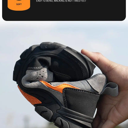 Men Safety Work Shoes Plastic Toe Safety Boots Fashion Lightweight Comfort Working Sneakers Anti-puncture Indestructible Shoes