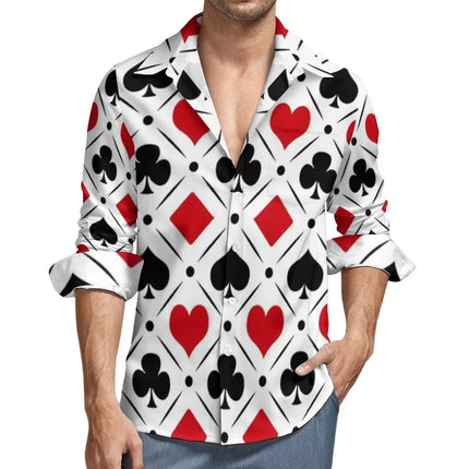 Men's Long Sleeve Shirts Poker Symbols Casual Male Playing Card Suits Shirt Long Sleeve Funny Blouses Spring Clothes Shirts