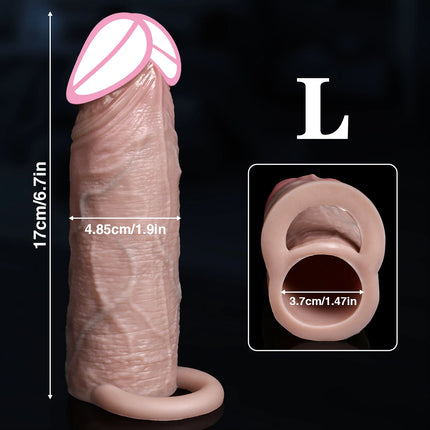 Soft Silicone Condom Enlargement Penis Sleeve Realistic Penis Extender Sex Toys for Men Sexual Tools Reusable Condom Cock Sleeve