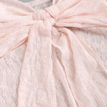 Bow knot Lace Halter Top for Women Summer Sexy Floral Pattern Off the Shoulder Backless V-neck Crop Top Y2K Clothes
