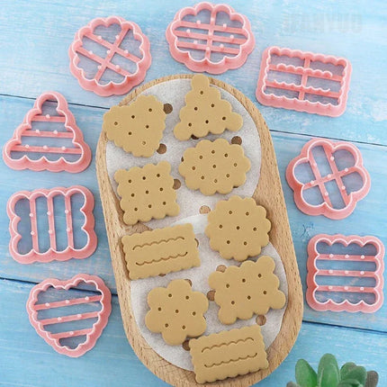 8pcs Cookie Molds Set Cookies Cutters Classic Retro Biscuit Mold Confectionery Biscuit Stamp Baking Party Pastry Baking Tools
