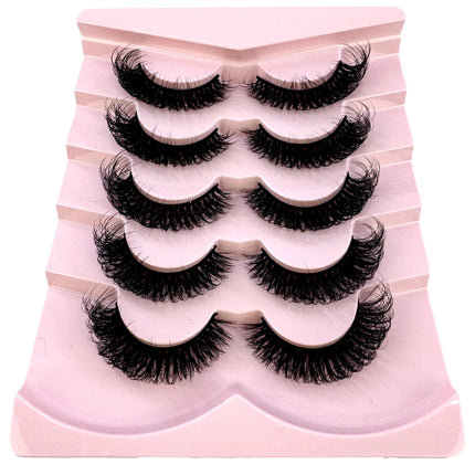 HBZGTLAD 3D natural cat eye fluffy soft cross 5 pairs of comic eyelashes Wispy natural eyelash extension eyelashes