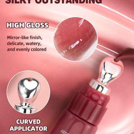 QIBEST Mirror Pearl Lipgloss Long Lasting Moisturizing Lipstick Shine Glitter Lip Glaze Non Stick Cup Jelly Pout Lip Tint Makeup