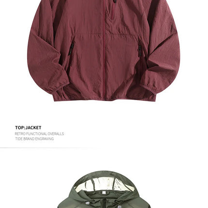 Men's Summer Thin Fishing Jacket UPF50+ UV Protection Quick Dry Hat Outdoor Clothing Breathable Tight Fit Linen Polo Shirt