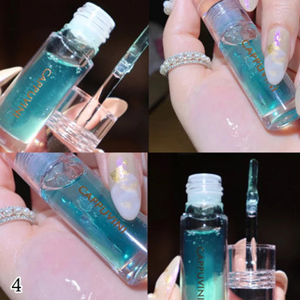[YA]Cappuvini Transparent Crystal Jelly Lip Gloss Shiny Clear Mirror Moisturizing Lip Balm Glitter Liquid Lipstick Lip Oil