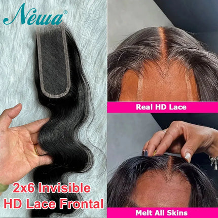 Kim k 2x6 HD Lace Closure 6inch Deep Part Human Raw Hair Real HD Closures Skin Melt Middle Part 2X6 HD Lace Closures Pre Plucked