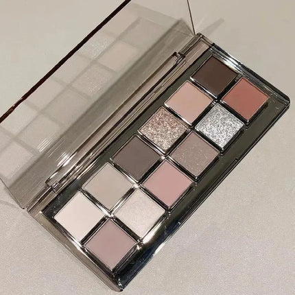 12 Colors Eye Shadow Palette Low-saturated Earth Pink Purple Eyeshadow Glitter Shimmer Matte Lying Silkworm Eye Shadow Makeup