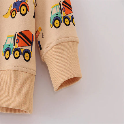 Boys Long Sleeve Hooded Sweatshirts Cars Print Autumn Spring Kids Sport Shirts 2-7T All Print Baby Children's Clothing