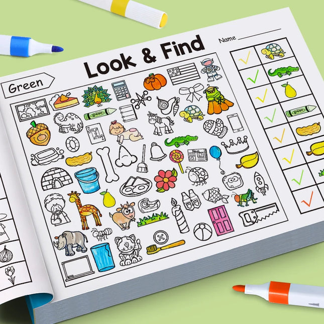 Children's Hidden Object Search Coloring Exercise Book Interactive Play Game Early Education Toys Gifts For Children Kids
