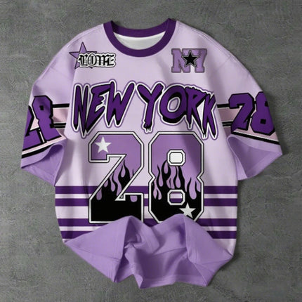 Girl's Boy's Sports Jersey New York 28 Print Short Sleeve T-Shirt Summer Graphic Tee Plus Size Men's Women's Sports T-Shirt