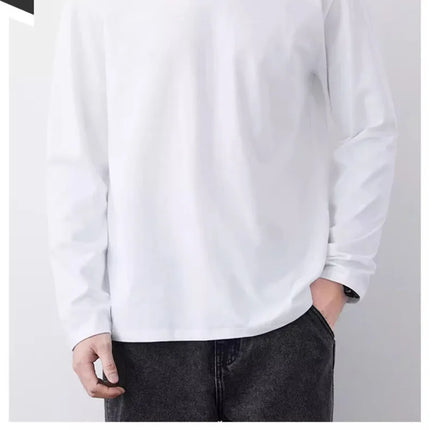 Fast Delivery T-Shirts Men Long Sleeves Tee Tops Male Autumn Plain Cotton T-shirts Plus Size 4XL 5XL Undershirts Man Clothing