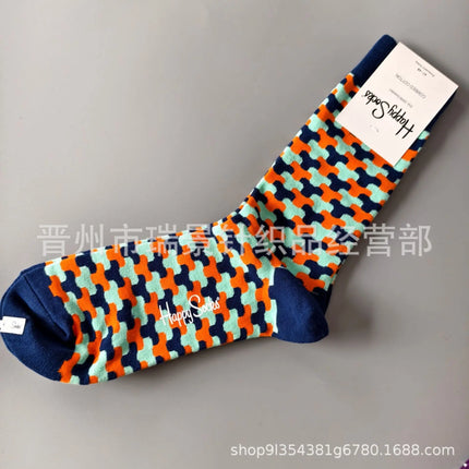 High Quality Fashionable Men's Mid-Calf Cotton Socks HappySocks New Arrival Suitable for All Seasons Swedish Design