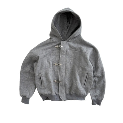 2026 New Retro Y2K Dark Punk Gothic Metal Buckle Zipper Solid Color Hoodie Street Trendy Fashion Versatile Personalized Leisure