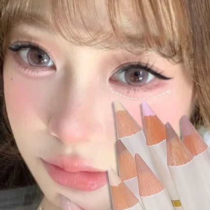 2-in-1 Apricot Pink Matte Under Eye Pencil Aegyo Sal Matte White Highlighter Lying Silkworm Pen Eye Makeup Easy To Use Eyeshadow