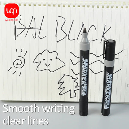 WQN-3/6/12PCS Oil-Based Marker Waterproof Quick Dry Black Ink Metallic Glass Painting DIY School and Office Stationery Supplies