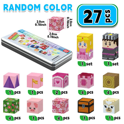 27pcs Iron Box Magnetic Block Set,Magnetic Tiles,Children's Puzzle Building Blocks Toy,Preschool Educational Building blocks Set