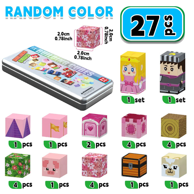 27pcs Iron Box Magnetic Block Set,Magnetic Tiles,Children's Puzzle Building Blocks Toy,Preschool Educational Building blocks Set