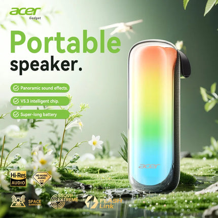 Acer Osk253 Portable Wireless Bluetooth Speaker, with Built-In Dual Speakers and High-Definition Microphone, Supports Tf Card and Fm Radio Function, Comes with Ambient Lighting, High-Quality Wireless Audio