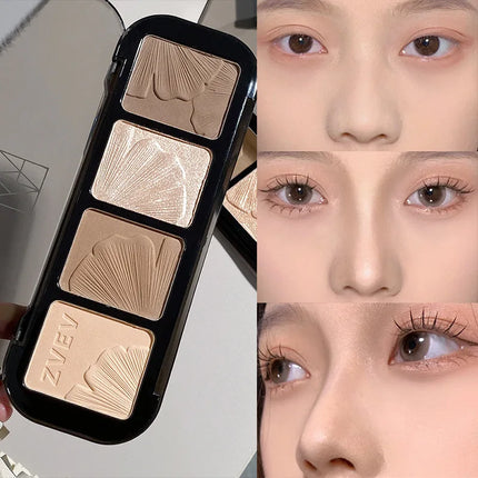 4 Color Contouring Highlighter Shading Palette Natural Nose Shadow Aegyosal Face Three-dimensional Matte Brighten Bronzer Makeup