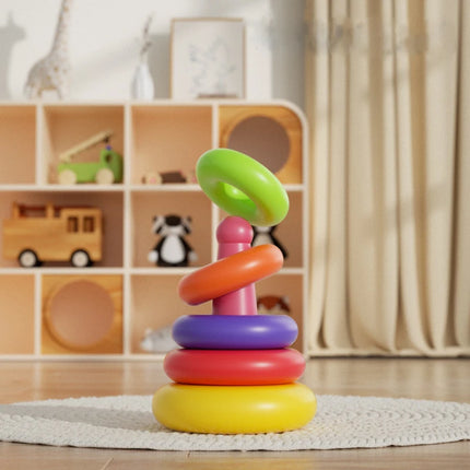 Montessori Stacking Toys for Babies 0 12M Rainbow Ring Stacker Baby Stacking Tower for Toddlers Educational Learning Sensory Toy