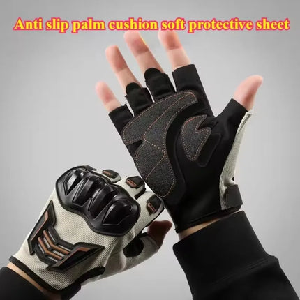 Half Finger Motorcycle Gloves, Breathable Anti-Slip Wear Resistant Anti-Fall Racing Gloves for Outdoor Cycling & Electric Bike