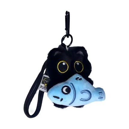 Cute Black Cat Plush Toy Doll Keychain Small Pendant Car Keyring Kitten Toy Doll For Boy Girl Brithday Gifts